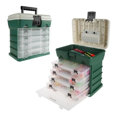 Leisure Sports Storage and Toolbox, Durable Organizer Utility, 4 Drawers with 19 Compartments Each, Camping, Green 578392JCD